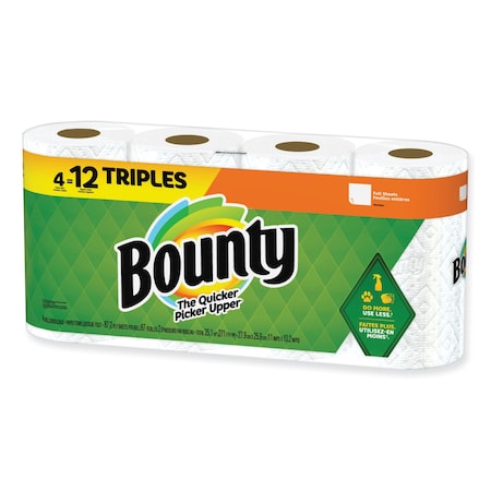 Bounty Perforated Roll Paper Towels, 2 Ply, 75 Sheets, 69 ft, White 80374730